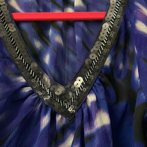 XSmall Express Blue Sheer Blouse - Picture 4 of 5